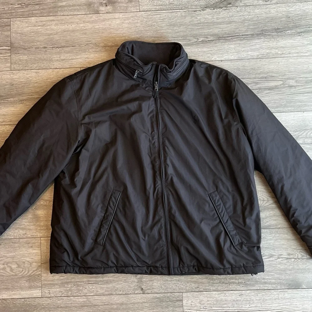 Vintage Polo Ralph Lauren Men’s Black Windbreaker Hooded Jacket Lined XXL